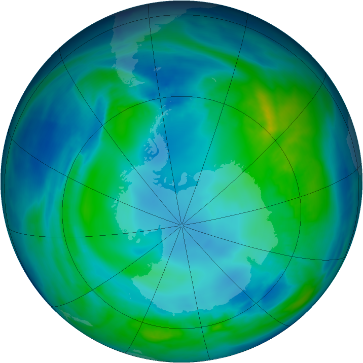 Antarctic ozone map for 05 May 2008